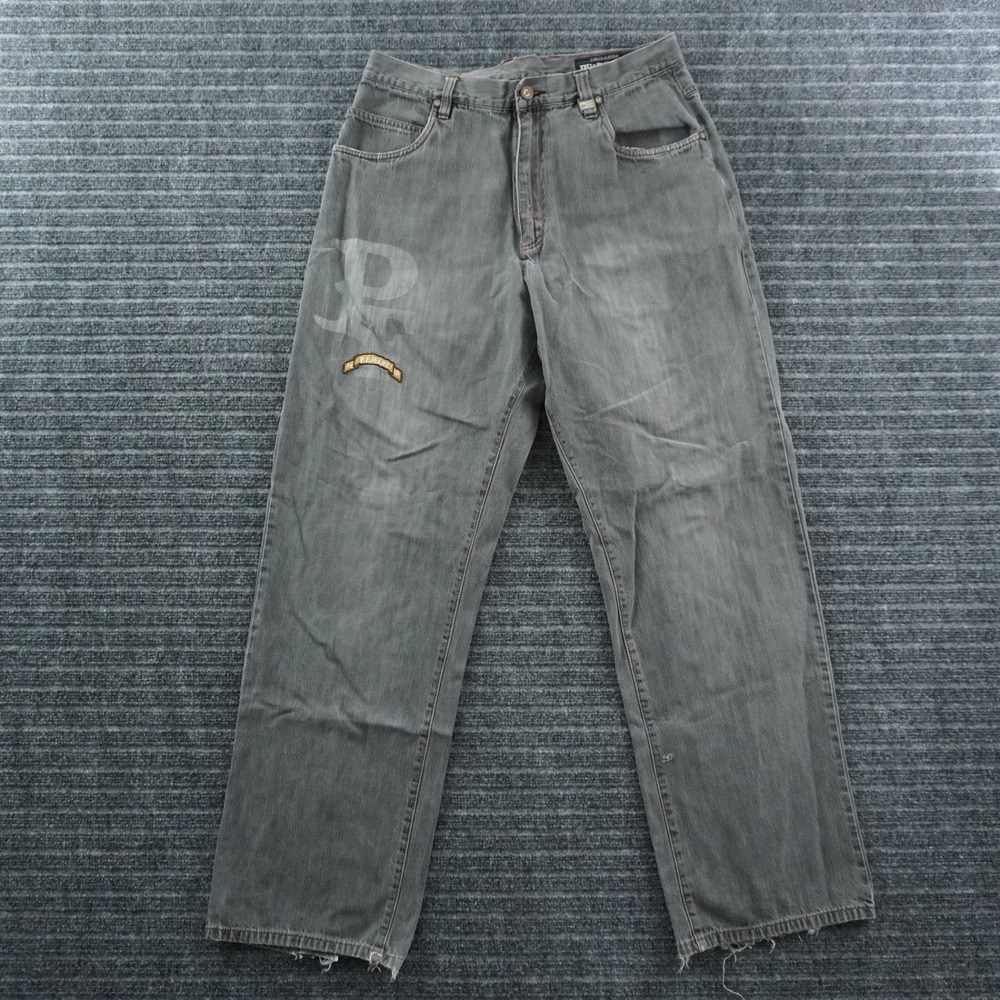 Phat Farm Baggy Jeans Mens 34 Gray Vintage Y2K Embroidered Streetwear